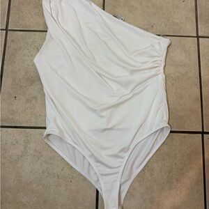 Zara Women's White Asymmetrical Bodysuit